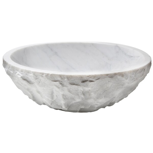 Natural Carrera Marble Stone Vessel Sink With Oil Rubbed Bronze Drain And Sealer